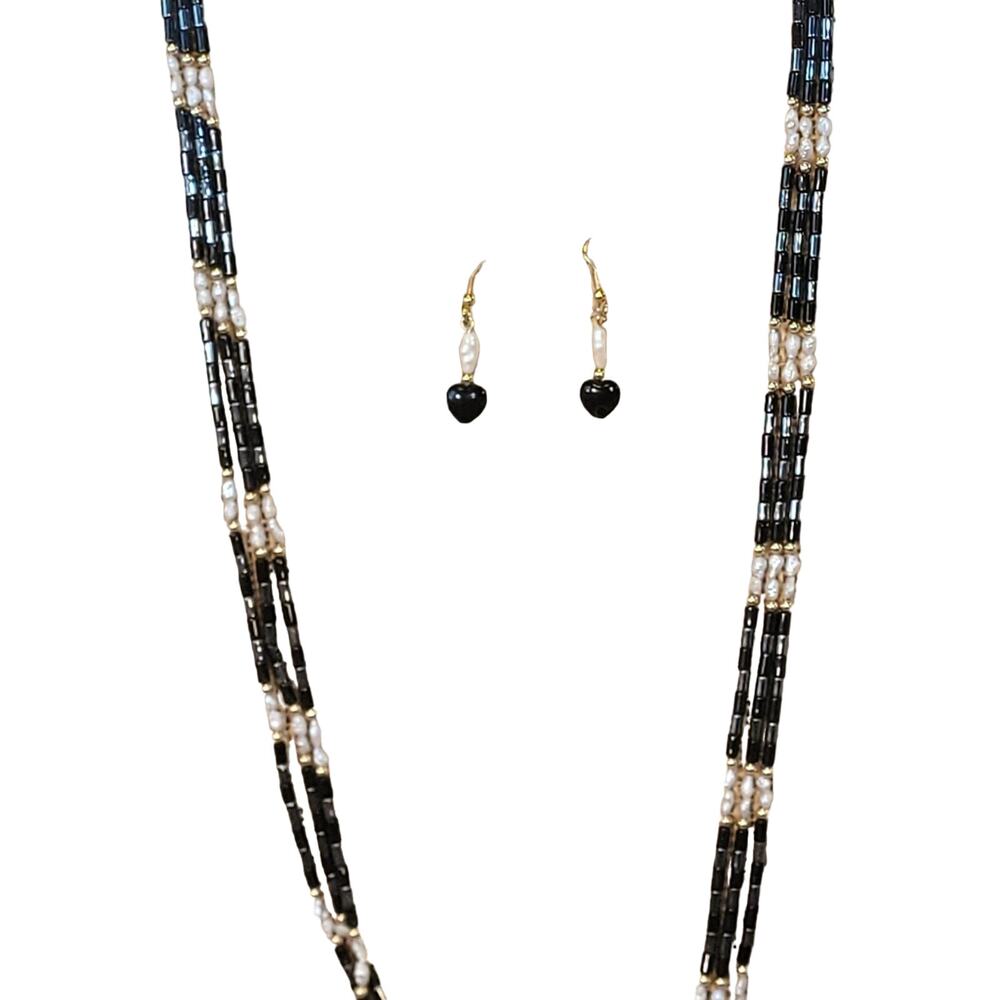 Classic Faux Freshwater Pearl & Tube Bead Set